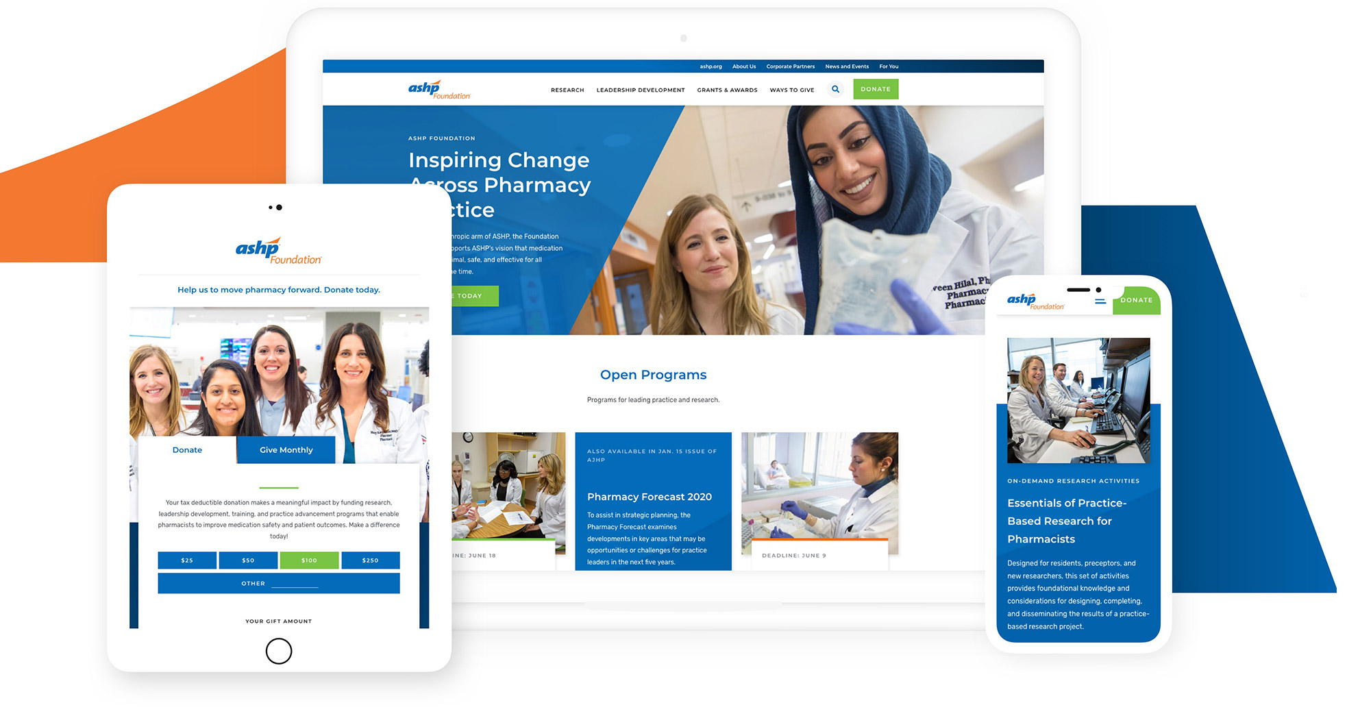ASHP Foundation site on different devices