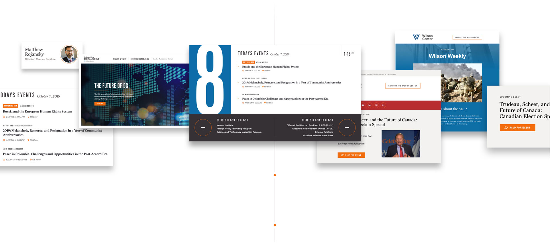 Collage of various tools and templates built for use by the Wilson Center team